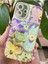 Apple iPhone 16 Plus Kılıf Renk Değiştiren Taşlı Kamera Lens Korumalı Mavi Çiçek Desenli Darbe Emici Kapak 2