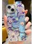 Apple iPhone 16 Plus Kılıf Renk Değiştiren Taşlı Kamera Lens Korumalı Mavi Çiçek Desenli Darbe Emici Kapak 1