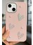 Apple Iphone 13 - 14 - 15 Kılıf Kamera Çıkıntılı Fiyonk Inci Desenli Pembe Yumuşak Silikon Kapak 3
