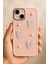 Apple Iphone 13 - 14 - 15 Kılıf Kamera Çıkıntılı Fiyonk Inci Desenli Pembe Yumuşak Silikon Kapak 6