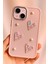 Apple Iphone 13 - 14 - 15 Kılıf Kamera Çıkıntılı Fiyonk Inci Desenli Pembe Yumuşak Silikon Kapak 8