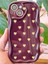 Apple iPhone 13 Kılıf Kamera Korumalı Dalga Kenarlı Minik Sarı Kalp Desenli Bordo Silikon Kapak 3