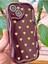 Apple iPhone 13 Kılıf Kamera Korumalı Dalga Kenarlı Minik Sarı Kalp Desenli Bordo Silikon Kapak 8