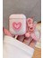 Apple AirPods 1. Nesil ve 2. Nesil Uyumlu 3D Simli Pembe Kalpli Kopçalı Kulaklık Kılıfı 1