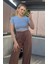 Mavi Yarım Kollu Slim Basic Crop 3