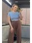 Mavi Yarım Kollu Slim Basic Crop 5