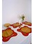 4'lü Kırmızı Flow Duck Keten Yıkanabilir Leke Tutmaz Biyeli Supla Amerikan Servis 40X50 cm 1