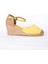 Gerçek Elişi Burnu Hasır Dolgu Topuk Sarı Keten Hasır Espadril Handmade 1