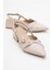 Kadın Arkası Açık Çapraz Tokalı Topuklu Ayakkabı Bej Cilt 1