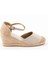 Gerçek Elişi Burnu Hasır Dolgu Topuk Bej Keten Hasır Espadril Handmade 1