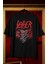 Unisex Slasher Yazılı Tişört, Oversize Korku Filmi Hallowen Temalı T-Shirt 2