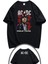 Unisex Ac Dc Angus Young Ense Baskılı Tişört, Oversize Rock Grubu Temalı T-Shirt 1