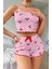 Pembe Kiraz Desenli Şortlu Pijama Takım 1