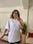 Beyaz Oversize Pamuklu Bisiklet Yaka T-Shirt 3