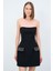 Cep Kapaklı Straplez Elbise Siyah 12444109002 1