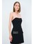 Cep Kapaklı Straplez Elbise Siyah 12444109002 4