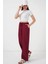 Geniş Paça Keten Bordo Kadın Pantolon 6735 2