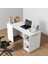 Minimalist Tasarım Beyaz Katlanabilir Çalışma Masası Raflı & Ergonomik 2