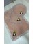 3'lü Pembe Özel Tasarım Jel Kaymaz Taban Post Peluş Banyo Paspas Takımı (60X100-60X50-50X50 (Oval) 3