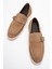 Erkek Hafif Tabanlı Toka Detaylı Loafer Gerçek Süet Deri Cr 2406 Vizon 5