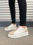 JY007 Alba Lastikli Günlük Erkek Sneaker - Bej Beyaz 2