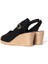 Gerçek Elişi Siyah Arkadan Bantlı Topuğu Açık Burnu Hasırlı Keten Espadril Dolgu Topuk Handmade 3