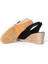 Gerçek Elişi Siyah Arkadan Bantlı Topuğu Açık Burnu Hasırlı Keten Espadril Dolgu Topuk Handmade 4