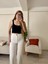 Siyah Yuvarlak Yaka Esnek Crop Bluz 1