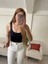 Siyah Yuvarlak Yaka Esnek Crop Bluz 2