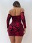 Kırmızı Flog Baskılı Mini Elbise 3