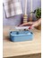 Çizgili 5 Bölmeli Beslenme Kutusu Çatal Kaşıklı Şeffaf Kapaklı Sızdırmaz Lunch Box Okul Ofis (1 Adet) 5