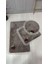 3'lü Vizon Özel Tasarım Jel Kaymaz Taban Post Peluş Banyo Paspas Takımı (60X100-60X50-50X50 (Oval) 2
