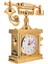 Vintage Telefon Masa Saati Nostaljik Dekoratif Çalar Masa Saat Pilli Gold ve Gümüş Renkleriyle 1