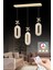LED Alfa 3'lü Sıralı Gold Yemek Masası Kumandalı 3 Renk Ledli Kristal Taşlı Modern LED Avize 2