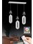 LED Alfa 3'lü Sıralı Gümüş Yemek Masası Kumandalı 3 Renk Ledli Kristal Taşlı Modern LED Avize 1