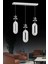 LED Alfa 3'lü Sıralı Gümüş Yemek Masası Kumandalı 3 Renk Ledli Kristal Taşlı Modern LED Avize 3