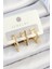 Pirinç Zirkon Taşlı Yıldız Model Gold Renk 3'lü Çift Kadın Küpe Set 1