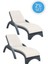 TRK-860 Siesta Fiji Bej Minderli Rattan Desenli Ayarlanabilir Lüks Şezlong Koyu Gri 2'li Set 1