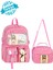 Waddell Kawaii Kore Tarzı Aksesuarlı Pembe Ilkokul Sırt Çantası Kız ve Isı Yalıtımlı Termoslu Beslenme Çantası Set 2