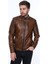 Hakiki Deri Kahverengi Georgio Fermurlı Erkek Deri Ceket 1