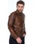 Hakiki Deri Kahverengi Georgio Fermurlı Erkek Deri Ceket 3