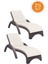 TRK-860 Siesta Fiji Bej Minderli Rattan Desenli Ayarlanabilir Lüks Şezlong Kahverengi 2'li Set 1