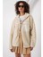 Fermuarlı Oversize Peluş Krem Kadın Ceket 55446 1