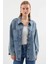 Oversize Denim Buz Mavisi Kadın Ceket 0694 1