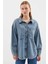 Oversize Denim Buz Mavisi Kadın Ceket 0694 3