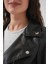 Biker Siyah Kadın Deri Ceket 1025 4