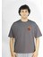 Luxfin | Gri Renk Baskılı Erkek T-Shirt | Oversize 2