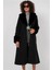 Kürk Detay Uzun Siyah Kadın Kaban 9149 1
