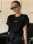 Kadın Siyah Classical Ön Baskılı Oversize T-Shirt 1