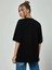 Kadın Siyah Sanatsal Yıldız Ön Baskılı Oversize T-Shirt 4